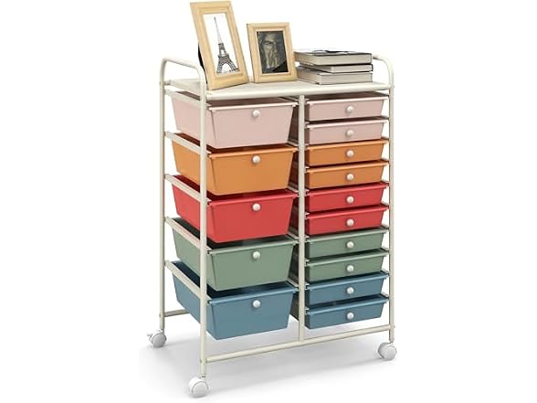 LUARANE Rolling Cart with 15 Drawers