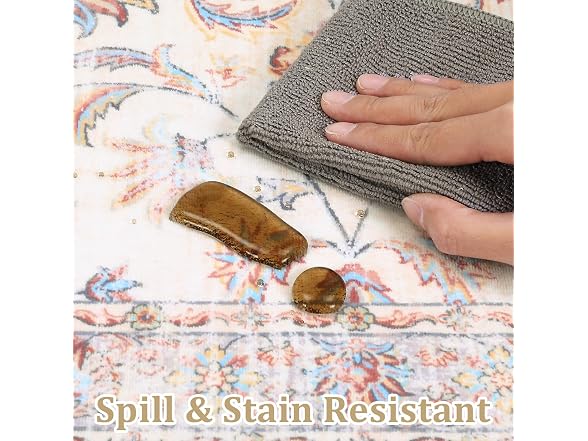 GarveeHome Washable Rug 5x7 Boho Beige