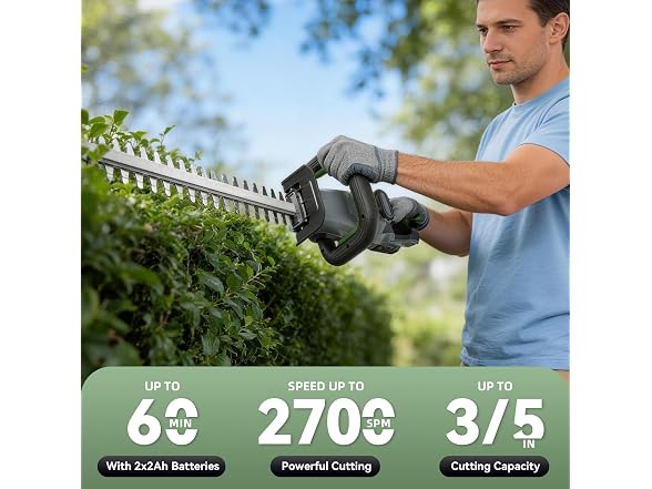 Endutools 20 Inch Cordless Hedge Trimmer