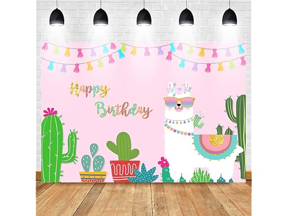 Mocsicka Llama Happy Birthday Backdrop