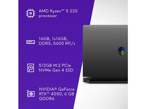 Alienware 15.3" Ryzen 5 220 RTX 4050 16GB Laptop