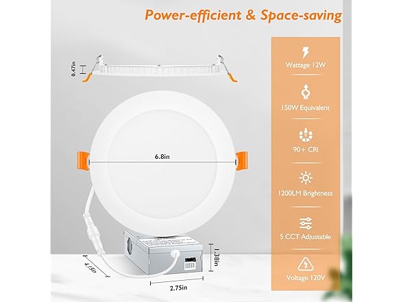 BesLowe 6-Pack LED Recessed Ceiling Lights,6 Inch