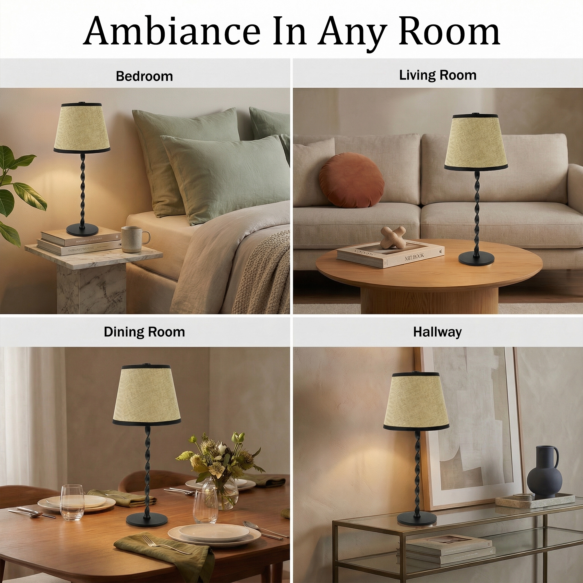 Twist Stem Black Tan Shade Lamp - Gallery 20