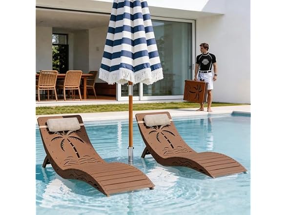 zzwhom Folding in Pool Lounge Chair Set of 2