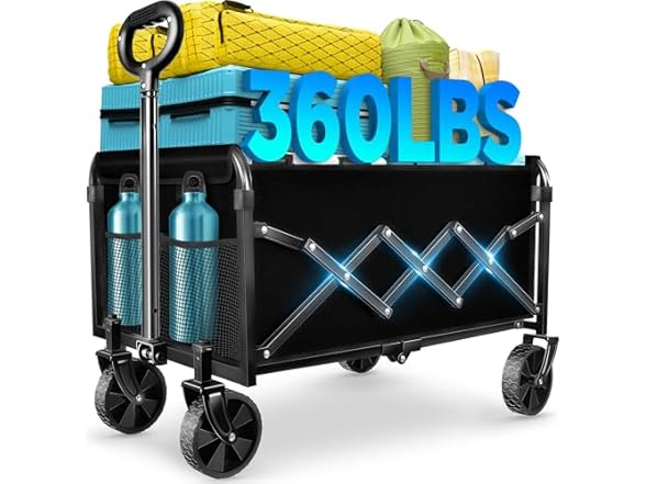 LIAPOTT Wagon Cart Foldable w/ Wheels 360 lb. Capacity