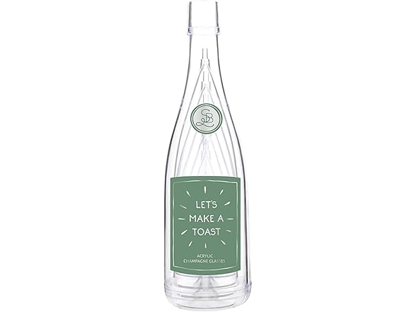 Santa Barbara Design Studio Acrylic Let's Toast Bottle with 5 Glasses