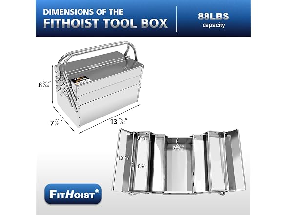 3-Tier 5 Tray Metal Cantilever Tool Box