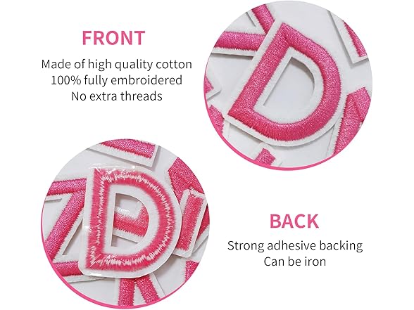 IANZE 9PCS Iron on Letter U Patches, Pink