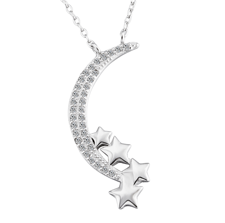 925 Silver Crescent Moon Necklace - Gallery 7