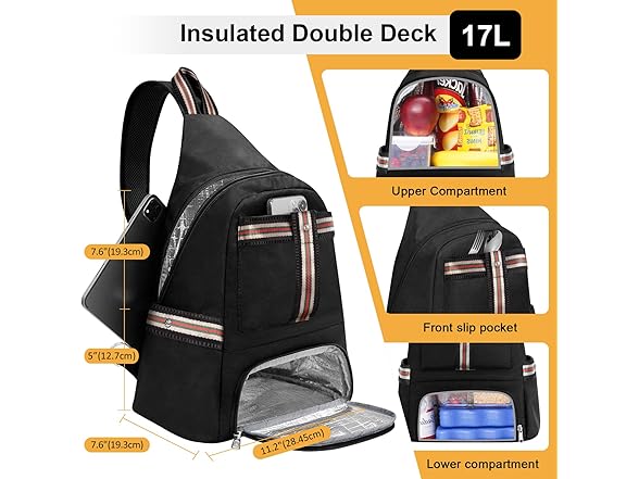 HesLaus Crossbody Lunch Backpack