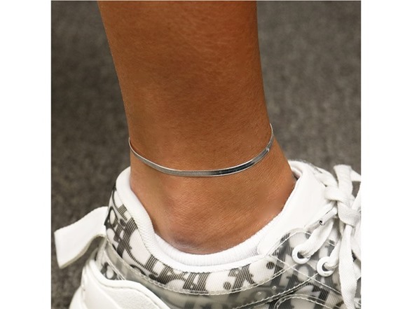 Italian Sterling Silver 10" Herringbone Anklet