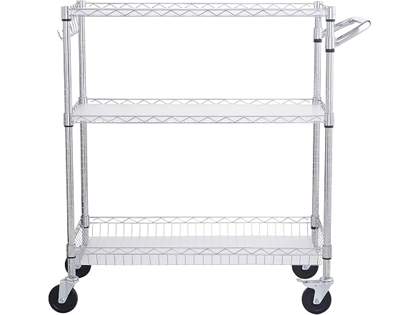Kitchen Utility Cart, 3 Tiers, Wire Liner