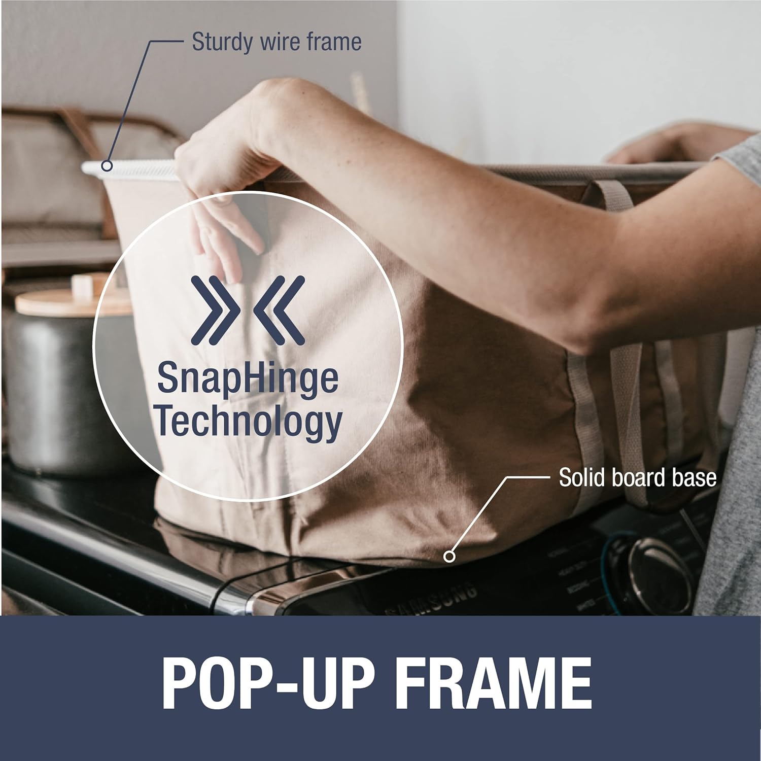 CleverMade Collapsible Laundry Tote 2PK, Beige - Gallery 12