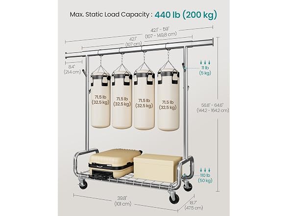 SONGMICS Clothes Rack Silver