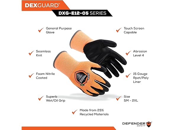 Defender Safety DXG-E12-05S-12 Cut Glove