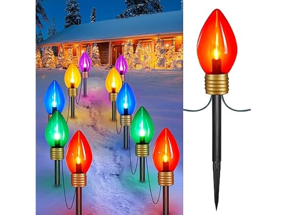 Christmas Lights Jumbo C9 Outdoor Lawn Decorations, 2 Pack