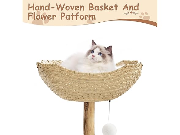 43" Tall Multi-Level Real Wood Cat Tree Tower