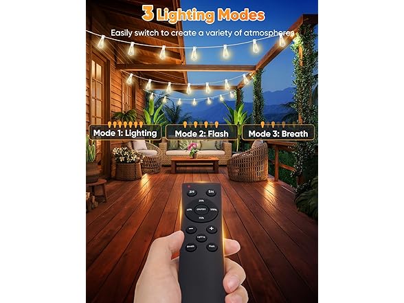 Brightever White Outdoor String Lights with Remote