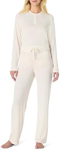Amazon Essentials x Sofia Grainge Women's Long Sleeve Henley Pajama Set, Ivory, Medium