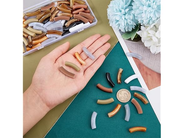 PH PandaHall 154pcs Curved Tube Beads, 11 Color