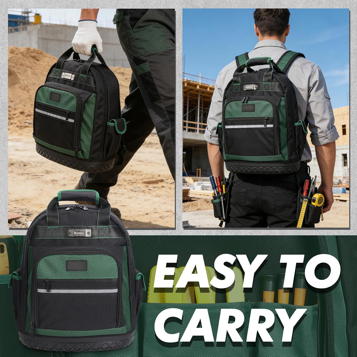 Heavy Duty Oxford Tool Backpack 17'' Curved Hard Base - Gallery 7