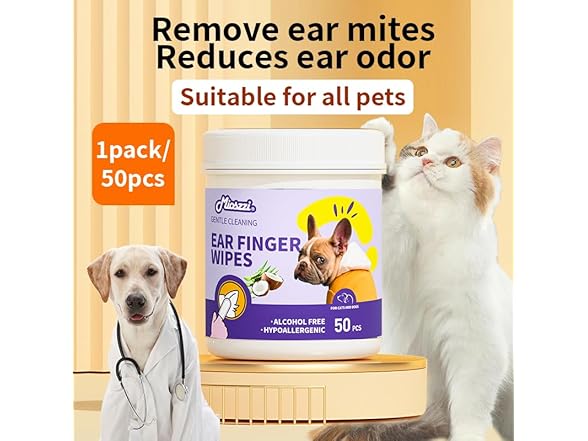 MIOSSZI Dog Ear Cleaner Finger Wipes for Dogs