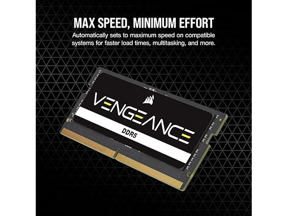 CORSAIR Vengeance SODIMM DDR5 RAM 32GB (1x32GB) Up to 5600MHz CL48 Intel XMP 3.0 Desktop Computer Memory - Black (CMSX32GX5M1A5600C48) (Open Box)