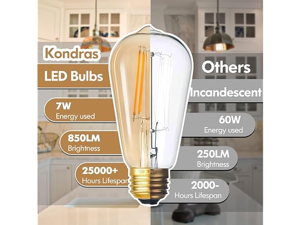 Kondras B0CGV8DNCW 6-Pack LED Light Bulbs