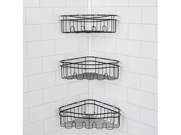 Bath Bliss 3pc Adhesive Mounted Corner Shower Caddy