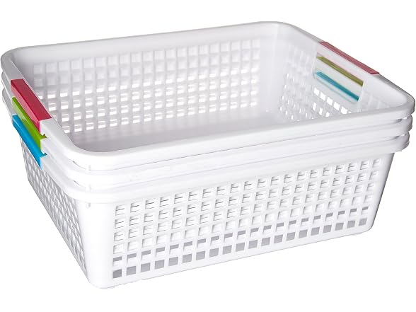 Fittdeals Classroom Baskets Storage Trays, Rectangular, White