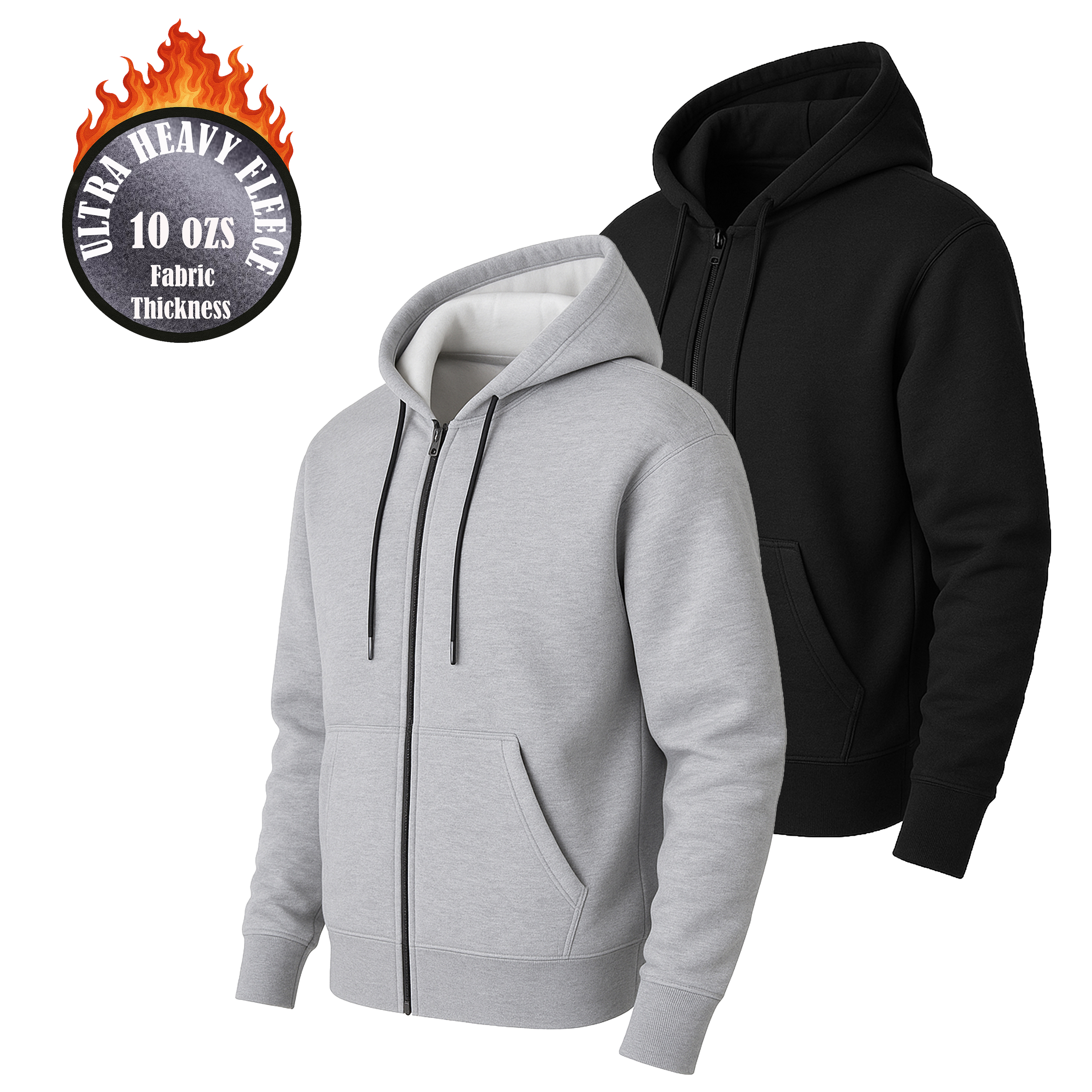Mens Heavyweight Fleece-Lined Full Zip Hoodie - Gallery 22