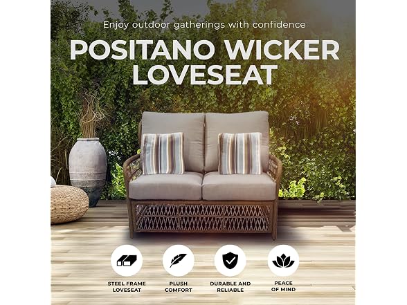 Four Seasons Courtyard Positano Wicker Loveseat Bench