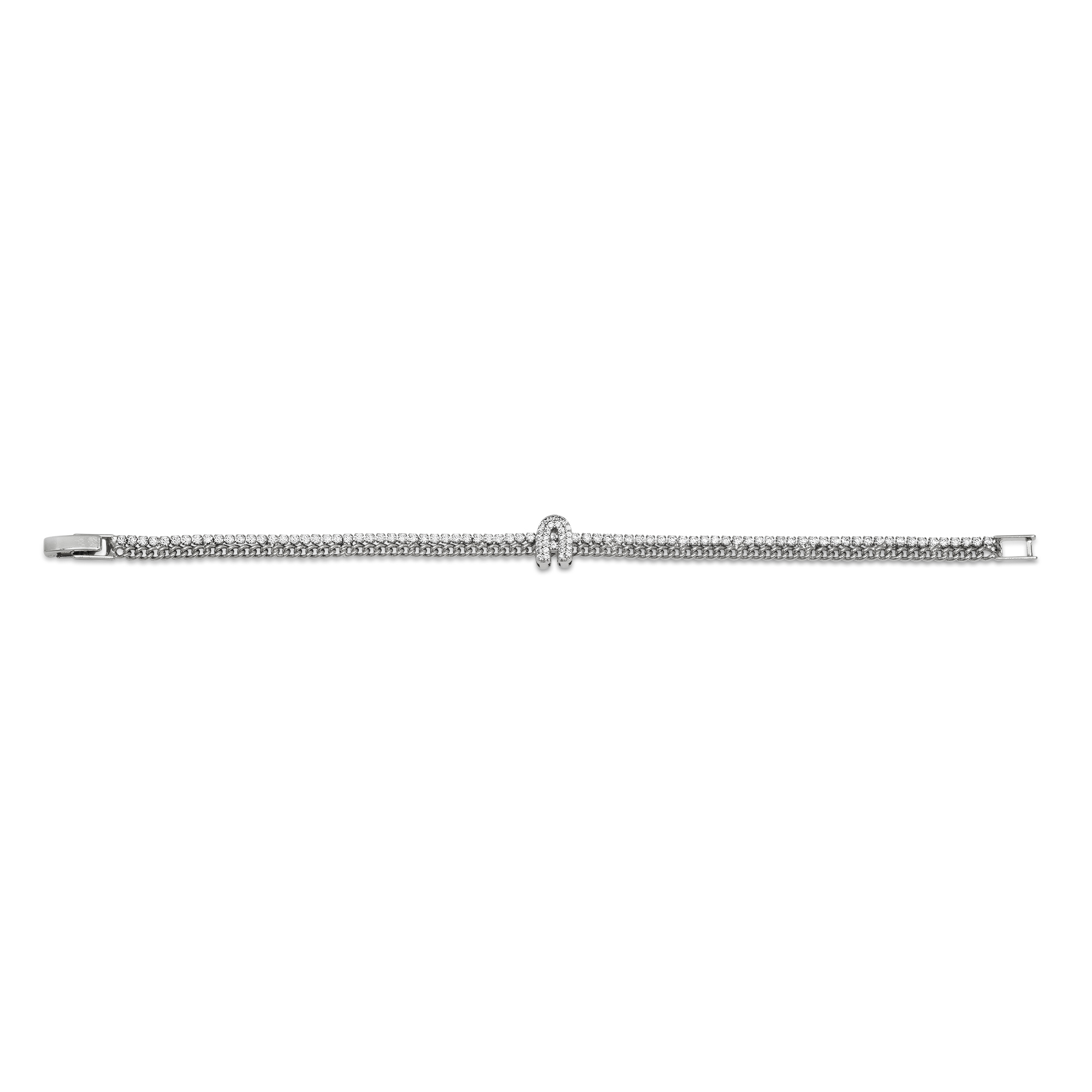 Initial Tennis + Cuban CZ Bracelet - Gallery 11