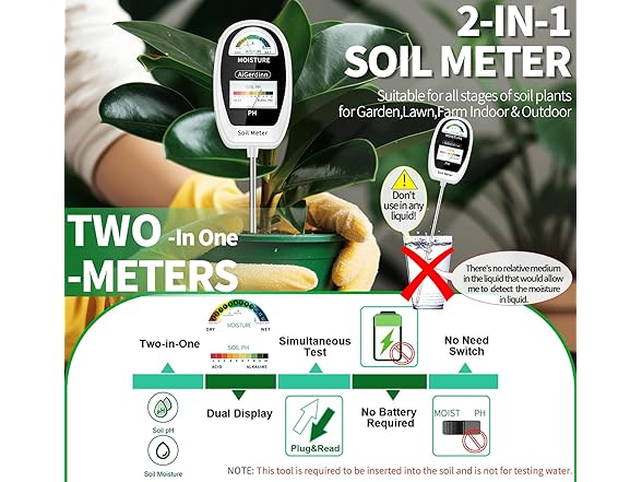 AiGerdinn 2-in-1 Soil Moisture Meter