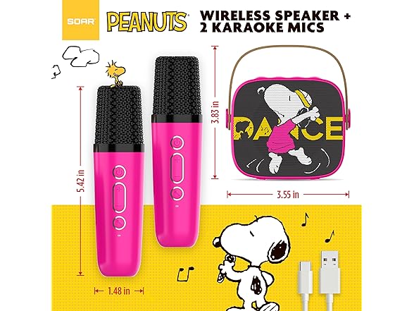 SOAR Peanuts Speaker & 2 Mics Black