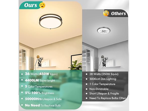 Brightever B0FRZKVTYT 1-Pack Ceiling Light Fixture