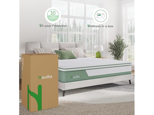 Novilla Mattress Queen, 12 Inch 5-Zone Hybrid Mattress
