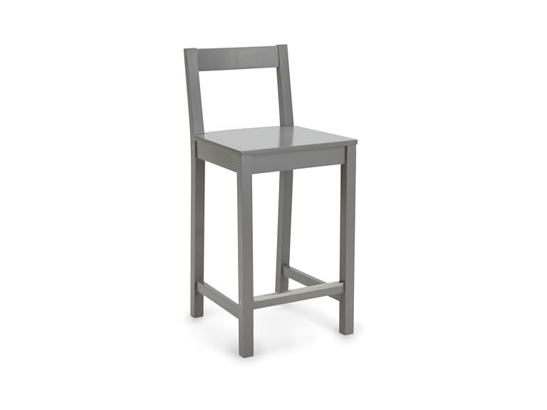 Amazon Basics Wooden Bar Stool with Backrest, Grey, 1 Unit