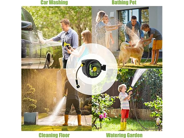 Aokia Retractable Garden Hose Reel, 65 ft