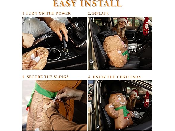 Zone Tech CR0003 Gingerbread Blow-Up Décor for Cars Brown