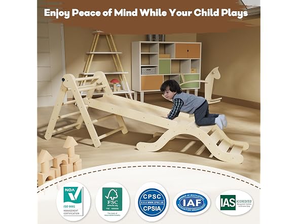 doowroodni 7-in-1 Pikler Triangle Climb