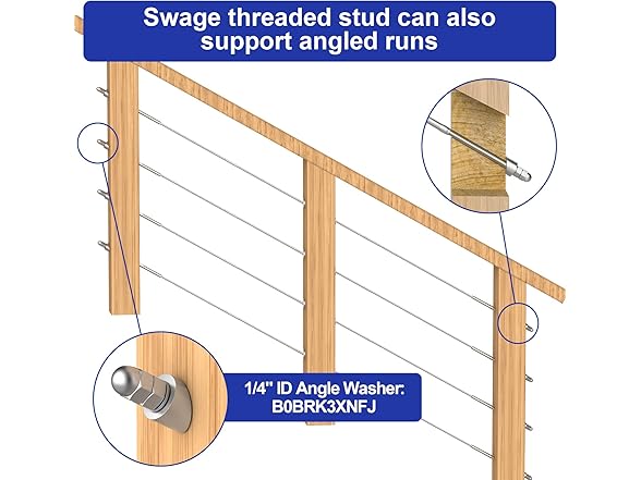 BLIKA 30 Pack 6" Long 1/8" Swage Threaded Stud