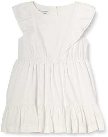 Amazon Essentials Girls' Ruffle Woven Dress, White, Small