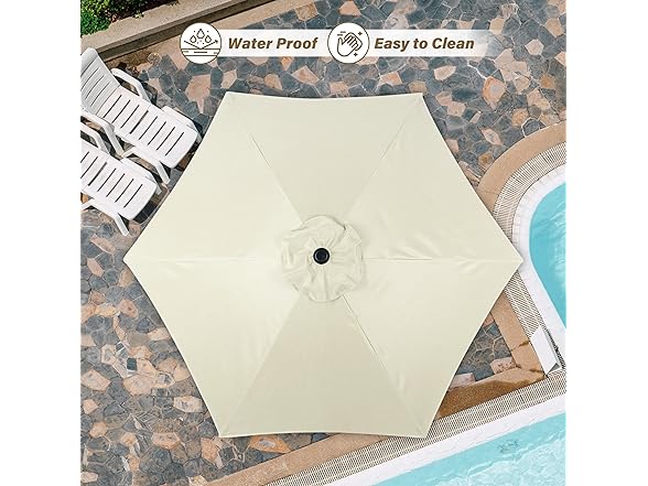 HealSmart 7.5ft Patio Umbrella with Push Button Tilt/Crank White
