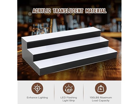 Dollate 3 Tier 40 Inch LED Lighted Liquor Bottle Display