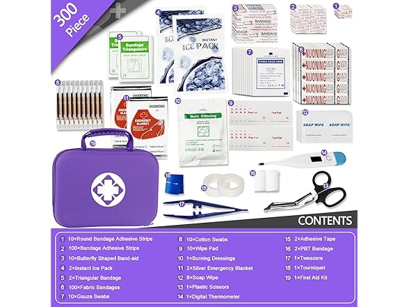 Monoki 300PCS First Aid Kit Handheld Bag