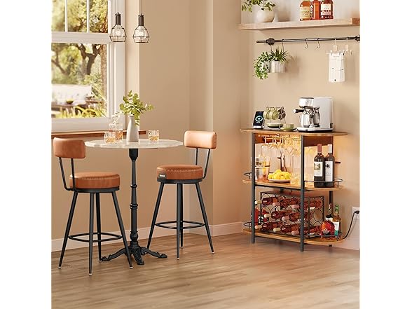 Bar Cabinet with LED Lights and Power Outlets