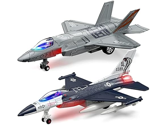 2 Pc Airplane Toys with Lights for Boys