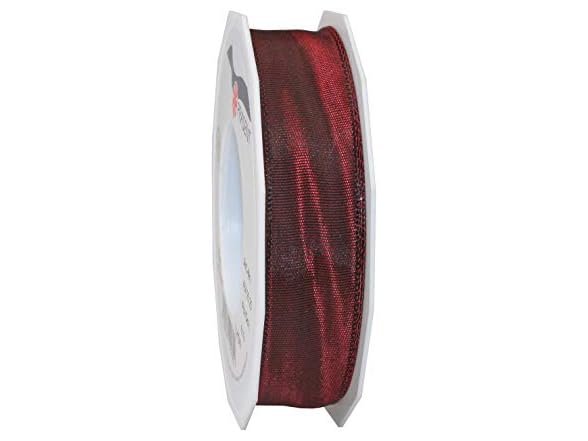 Prasent LYON Wired Taffeta Ribbon, Burgundy