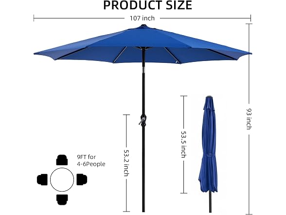 Zoolati 9Ft Patio Umbrella with Tilt and Crank - Gallery 2